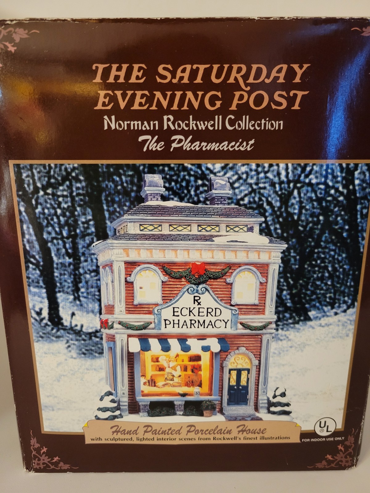 Norman Rockwell Christmas Village Eckerd Pharmacy, The Pharmacist NEW