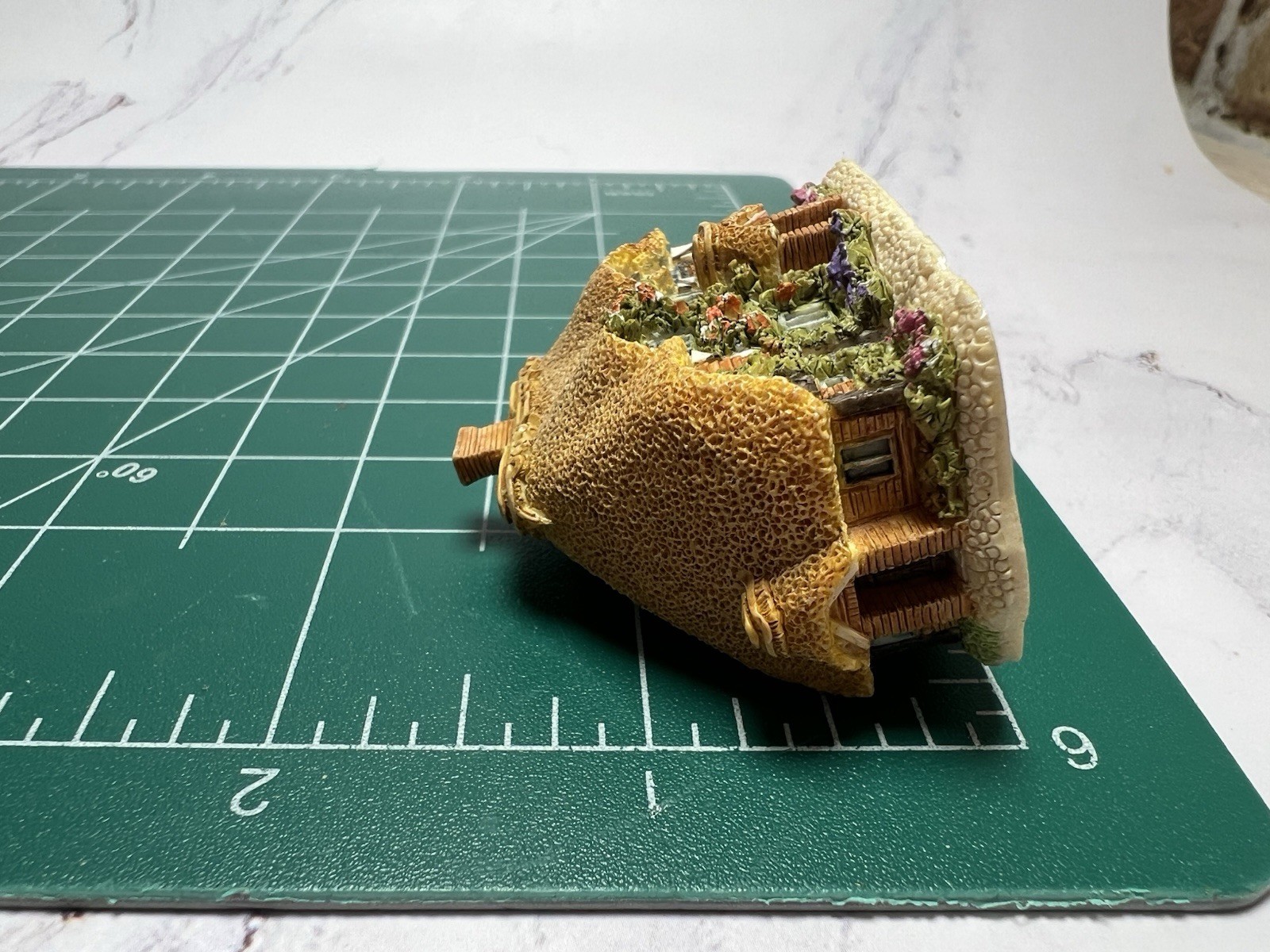 Vintage Storybook Cottage House Figurine Thatched Roof English Cottage Miniature