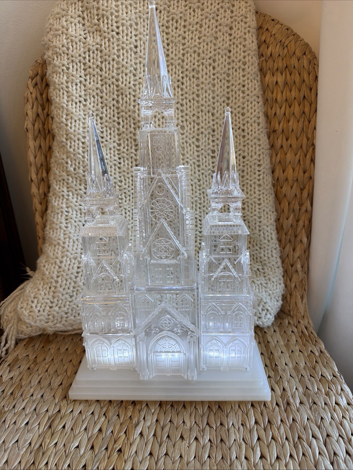 Lighted LED Large Castle Cathedral Christmas Or Wedding Plays Music/lights Up
