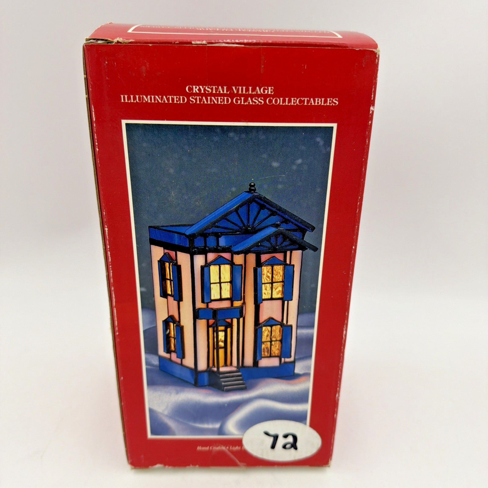 Vintage Crystal Village Illuminated Stained Glass House 2 Story #72 NEW SEALED!