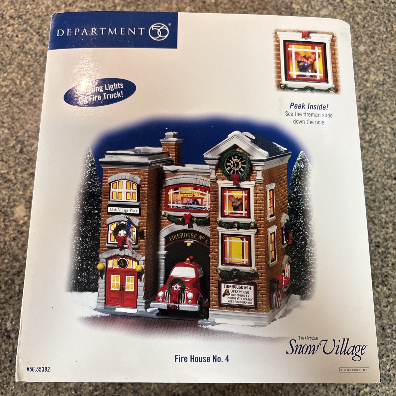 Dept. 56 Snow Village Fire House No. 4 #55382 Lighted Building Retired