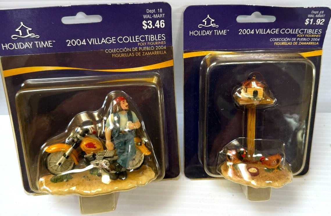 Vintage Lot of 4 Village Collectibles Holiday Time/Train Decor Poly Figurines