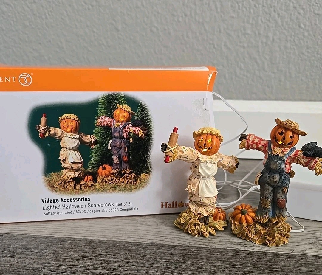 Department 56 Lighted Halloween Scarecrows Set of 2 #56.53061