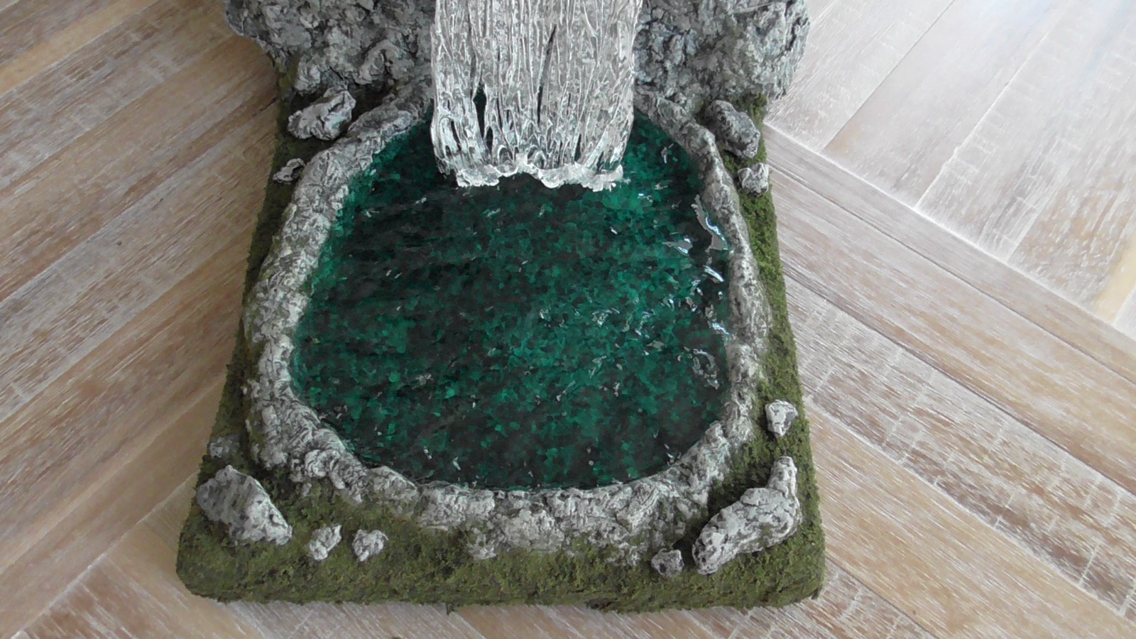 Mountain Lake & Waterfall Diorama Display for Seasonal Villages Railroad Scenery