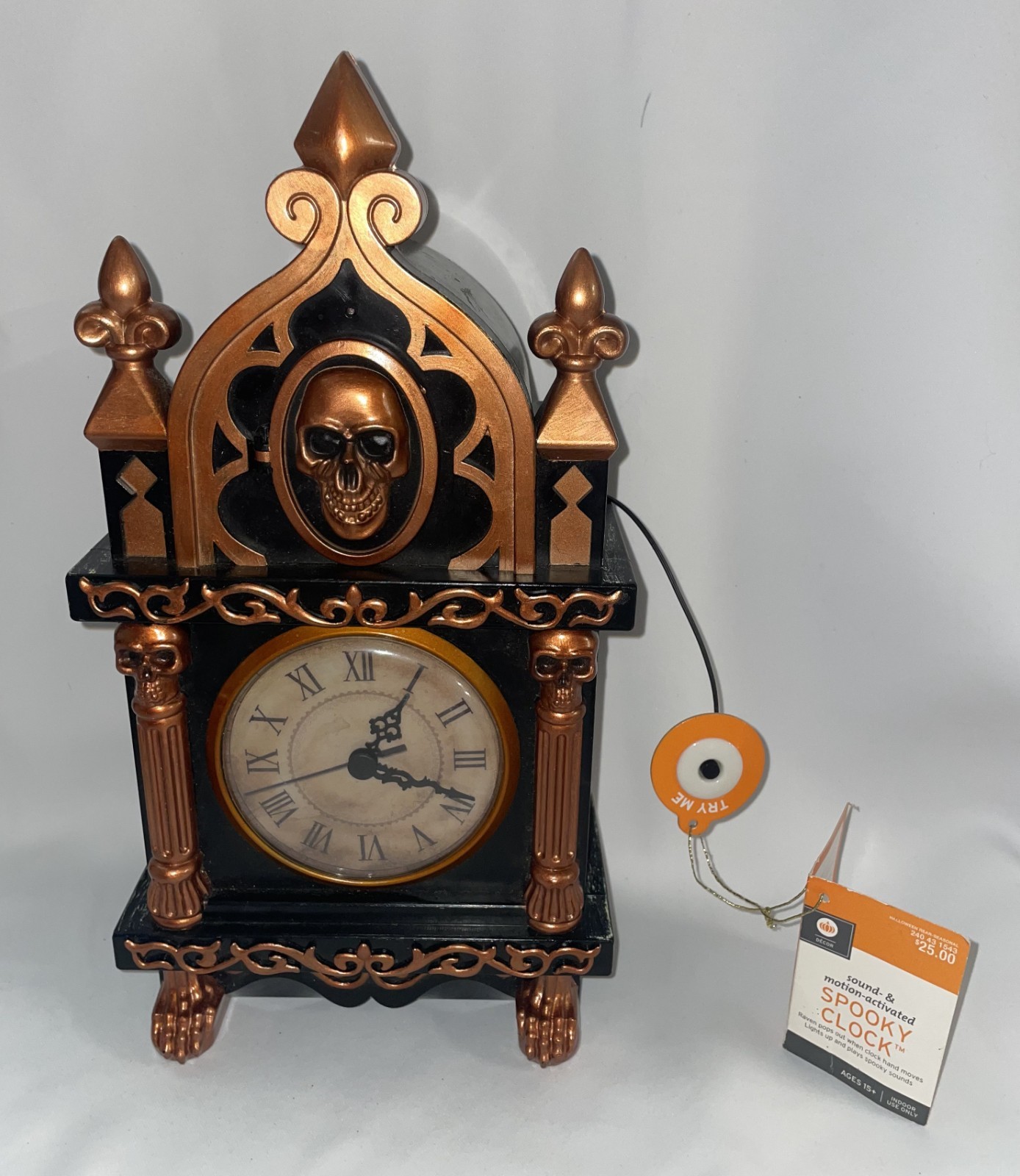 Tekky Spooky Clock Sound Motion Activated Battery Operated New With Tag
