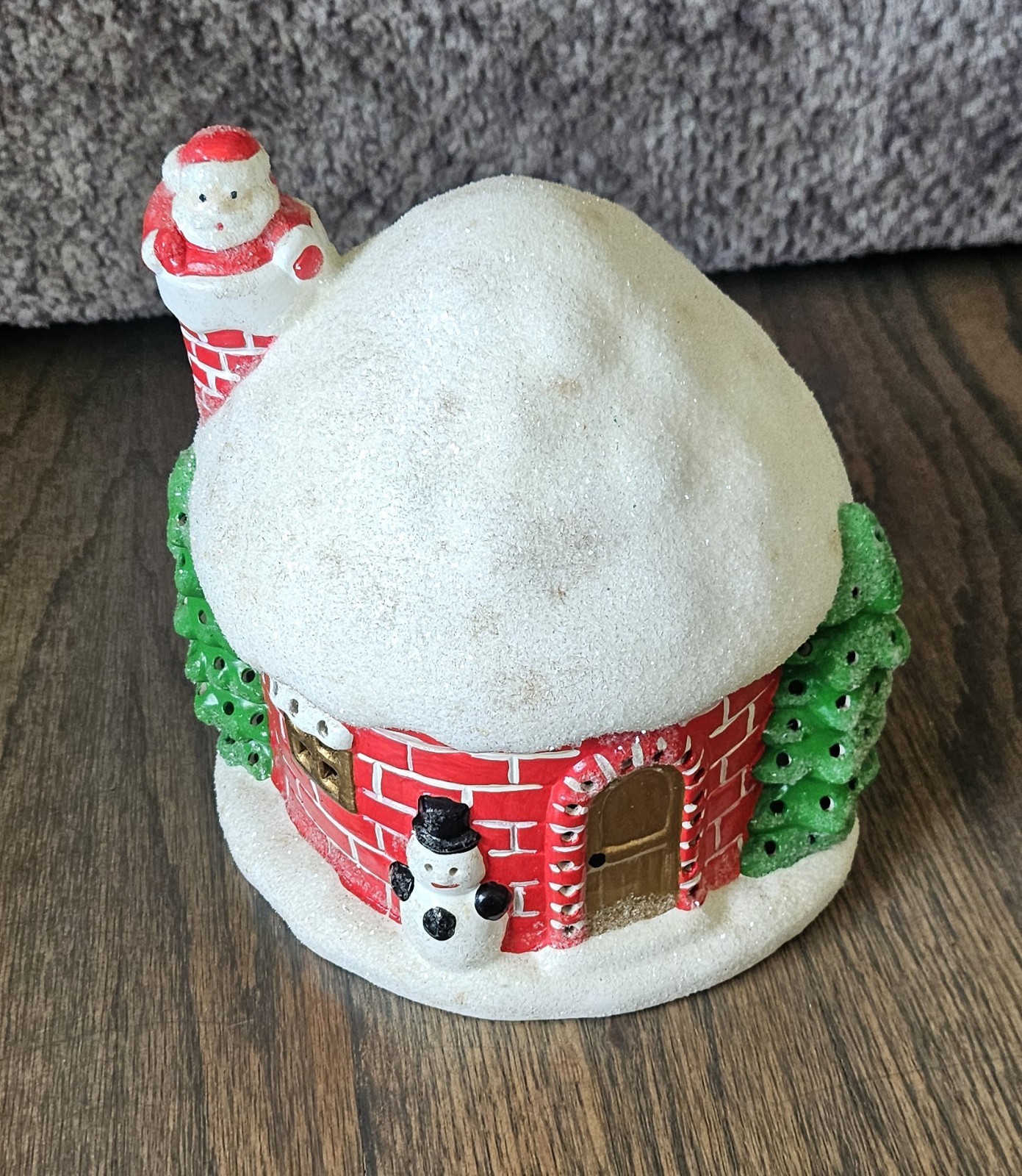 Vintage Christmas Igloo Gumdrop House with Santa on Chimney Sugar Coated