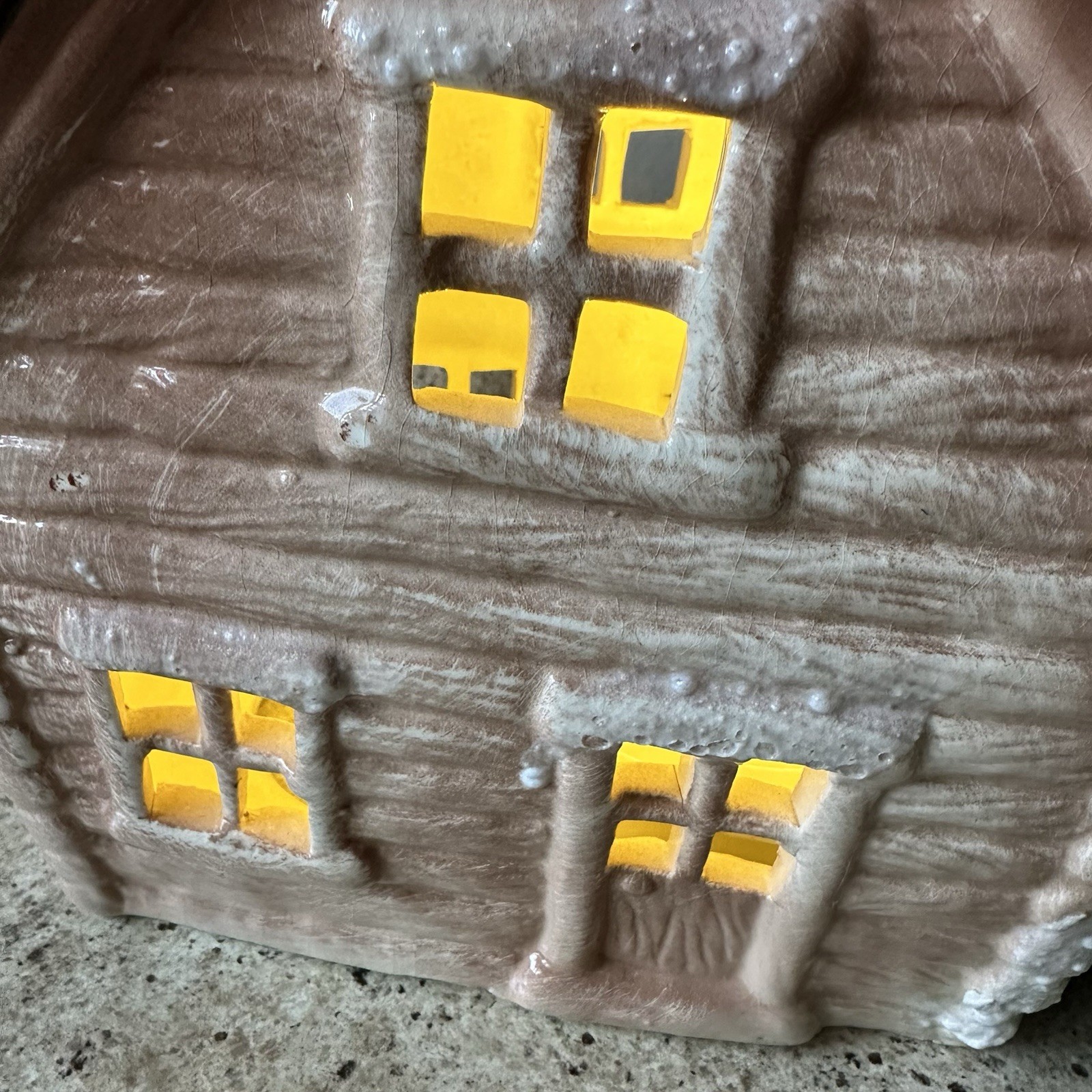 VTG Marcia Ceramics Trim N Glo Christmas Mountain Tree House Cabin Holiday Decor