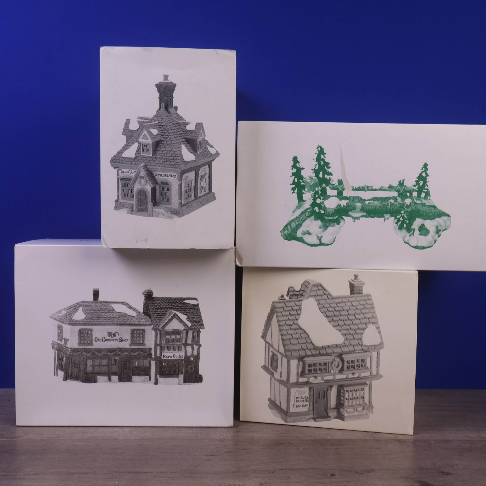 Dept 56 Dickens Lot 4: Tutbury Printer Curiosity Shop Wheat Cakes Mill Creek