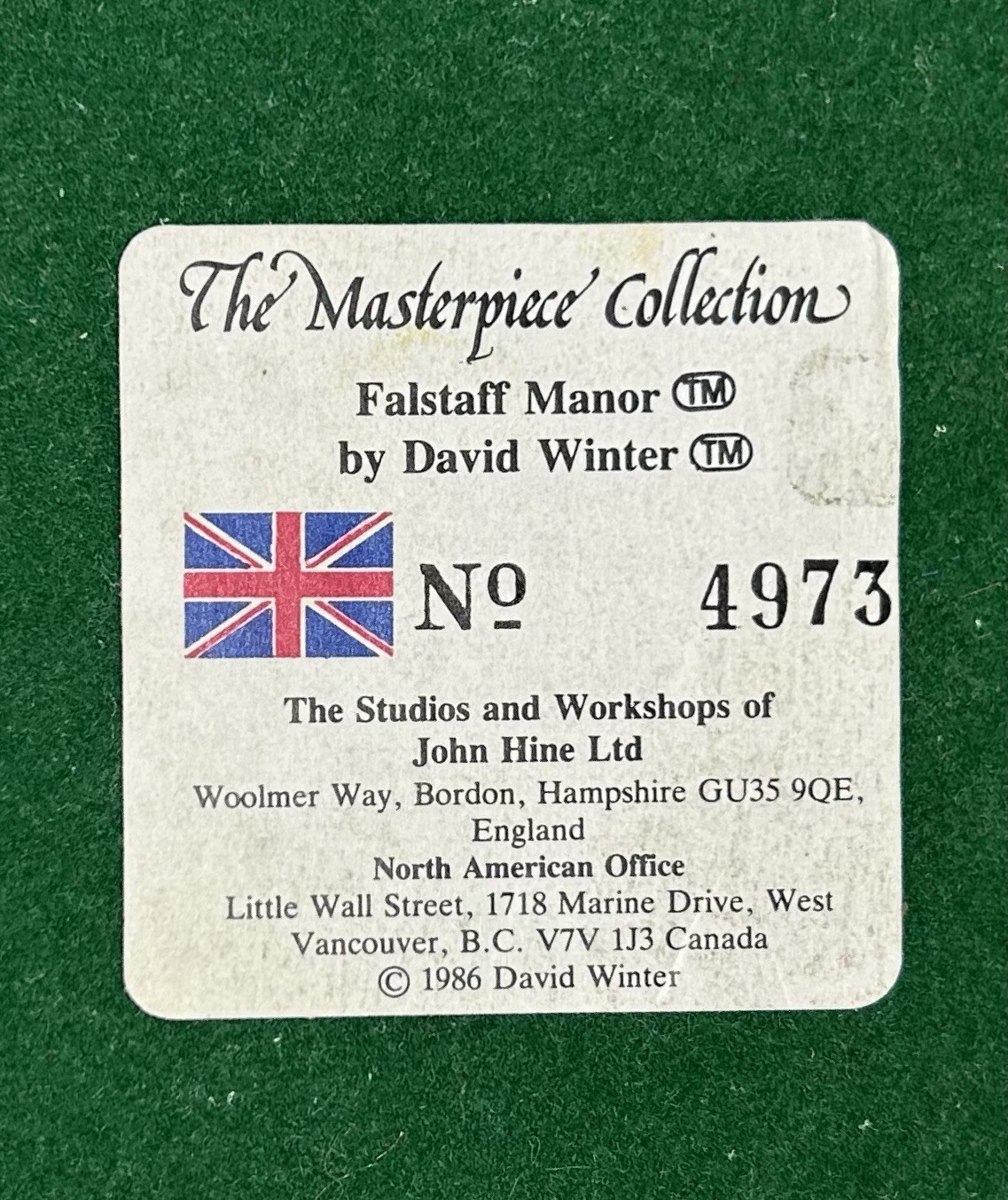 Falstaffs Manor #4973 David Winter 1986 Cottage Collection Retired 1991 8.5”x7.5