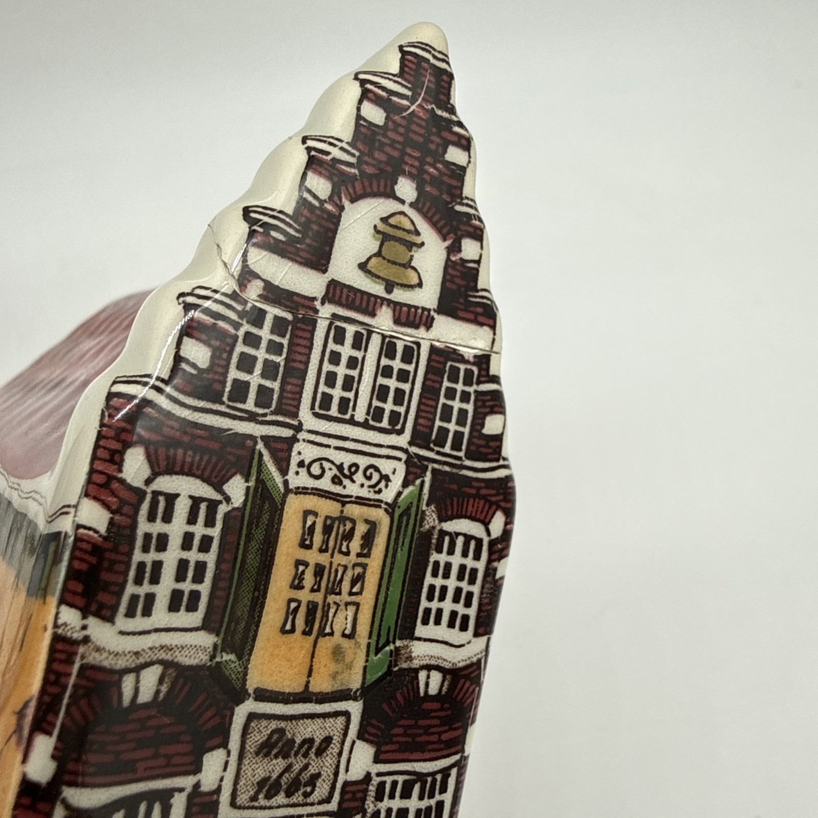 Polychroom Canal Houses Hand Painted Holland Delfino Amsterdam Set of 4 FLAWED