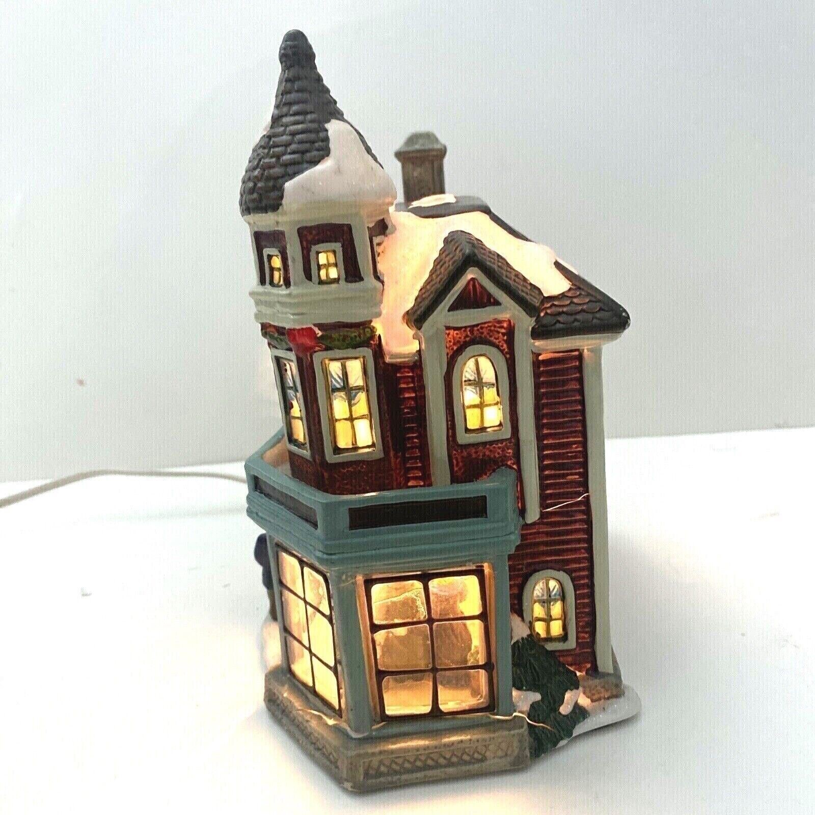 Village House Window Scene Porcelain Lighted Hand Painted Multicolor, see detail
