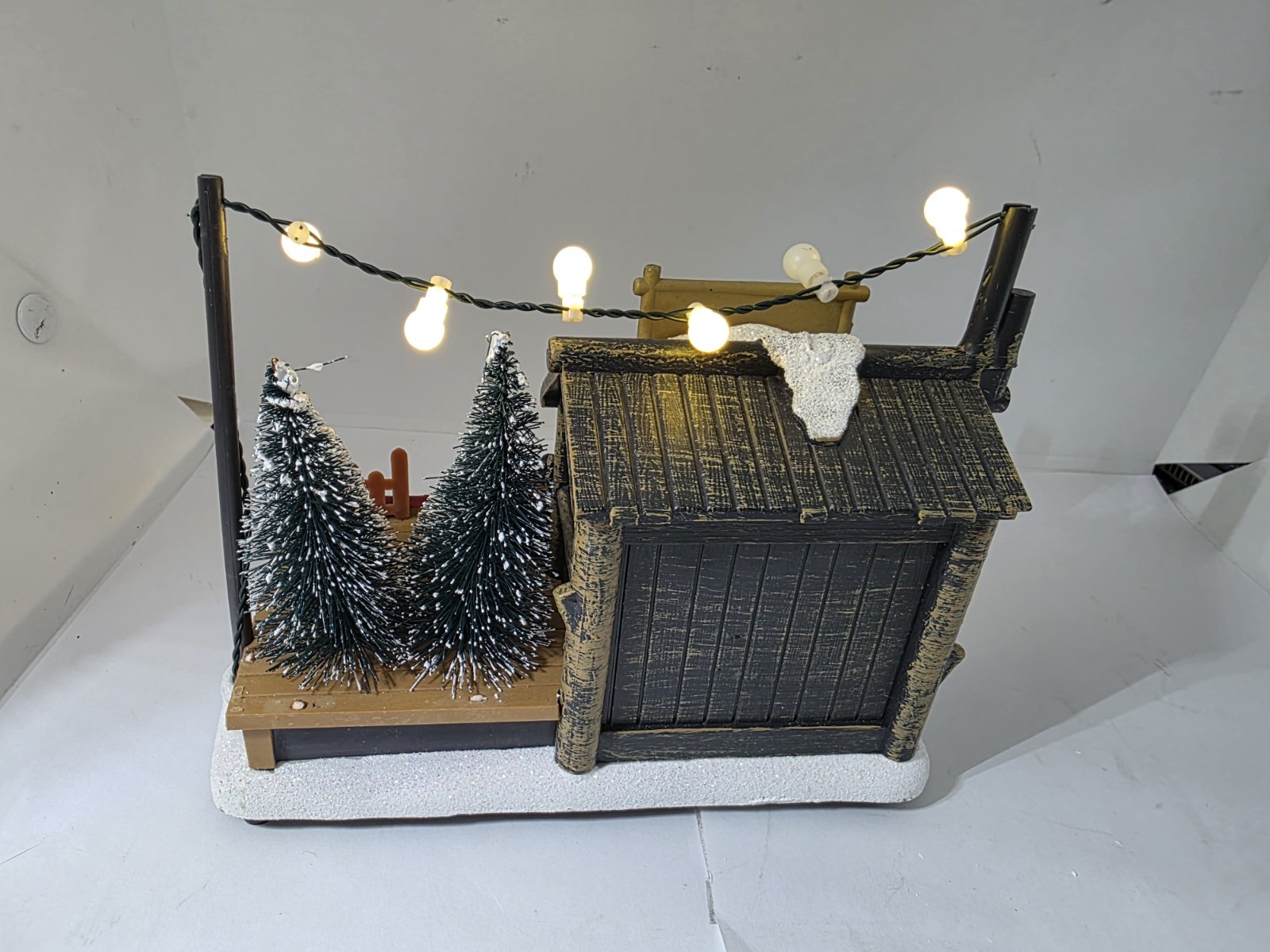 Christmas Village Tree Farm Shop 7” LED Lighted Table Top Decoration. D
