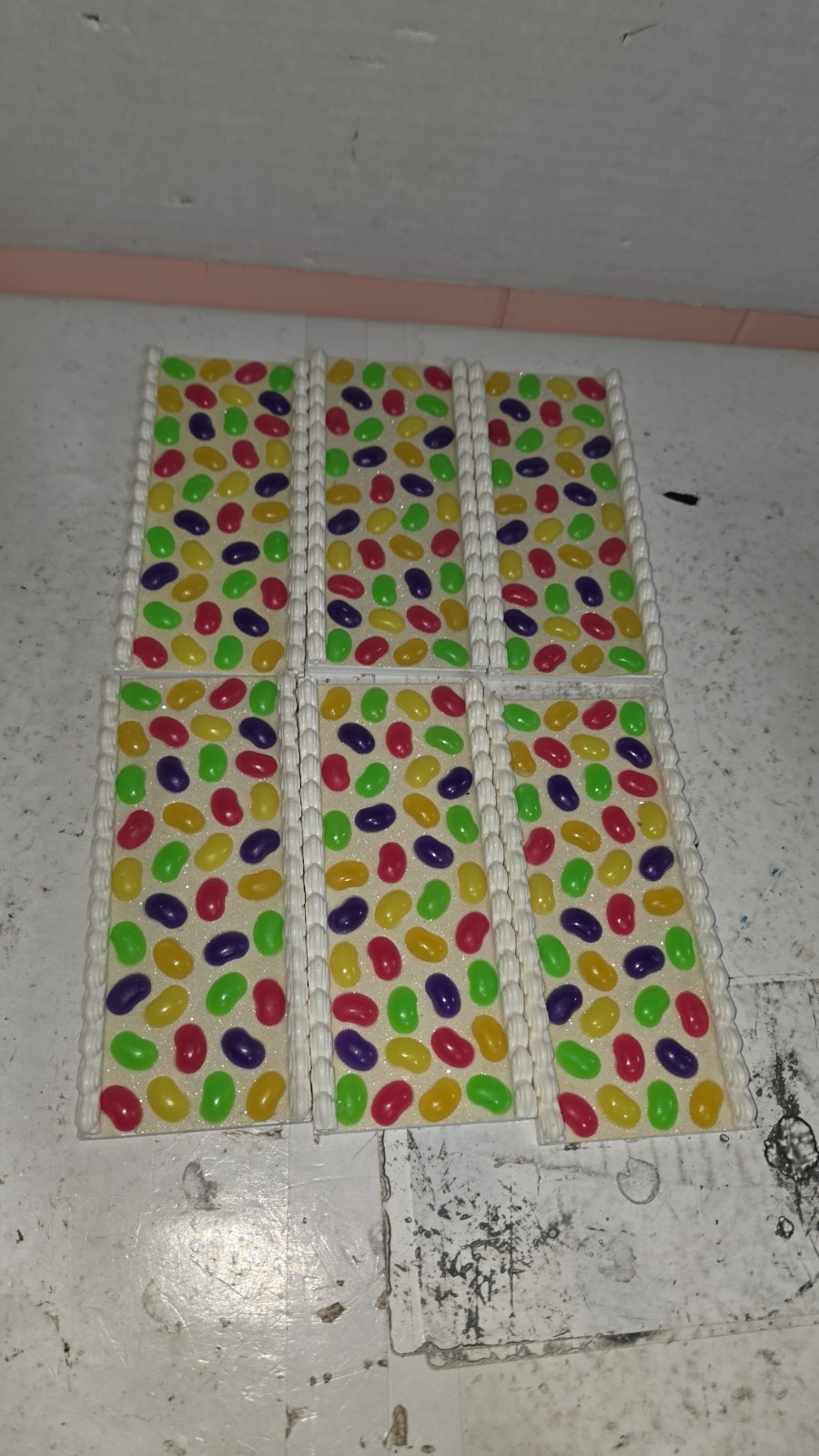 Vintage Lemax Sugar N Spice Straight Jelly Bean Frosted Candy Road 6 Pieces/Used