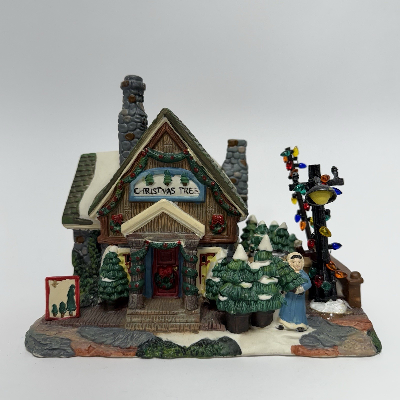 Christmas Streets Tree Seller’s House Lighted Village with Box Styrofoam READ