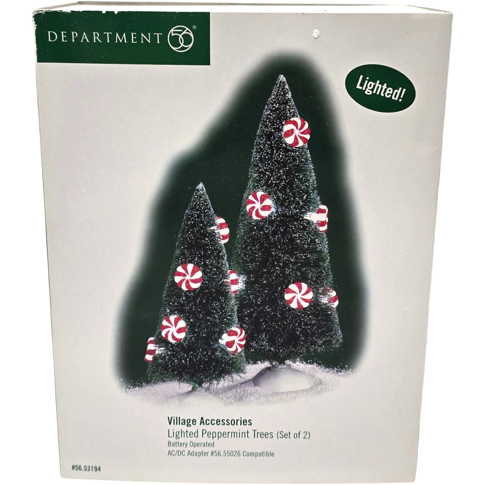 Department 56 Village Accessories #53194 Lighted Peppermint Trees Set of 2 (1)