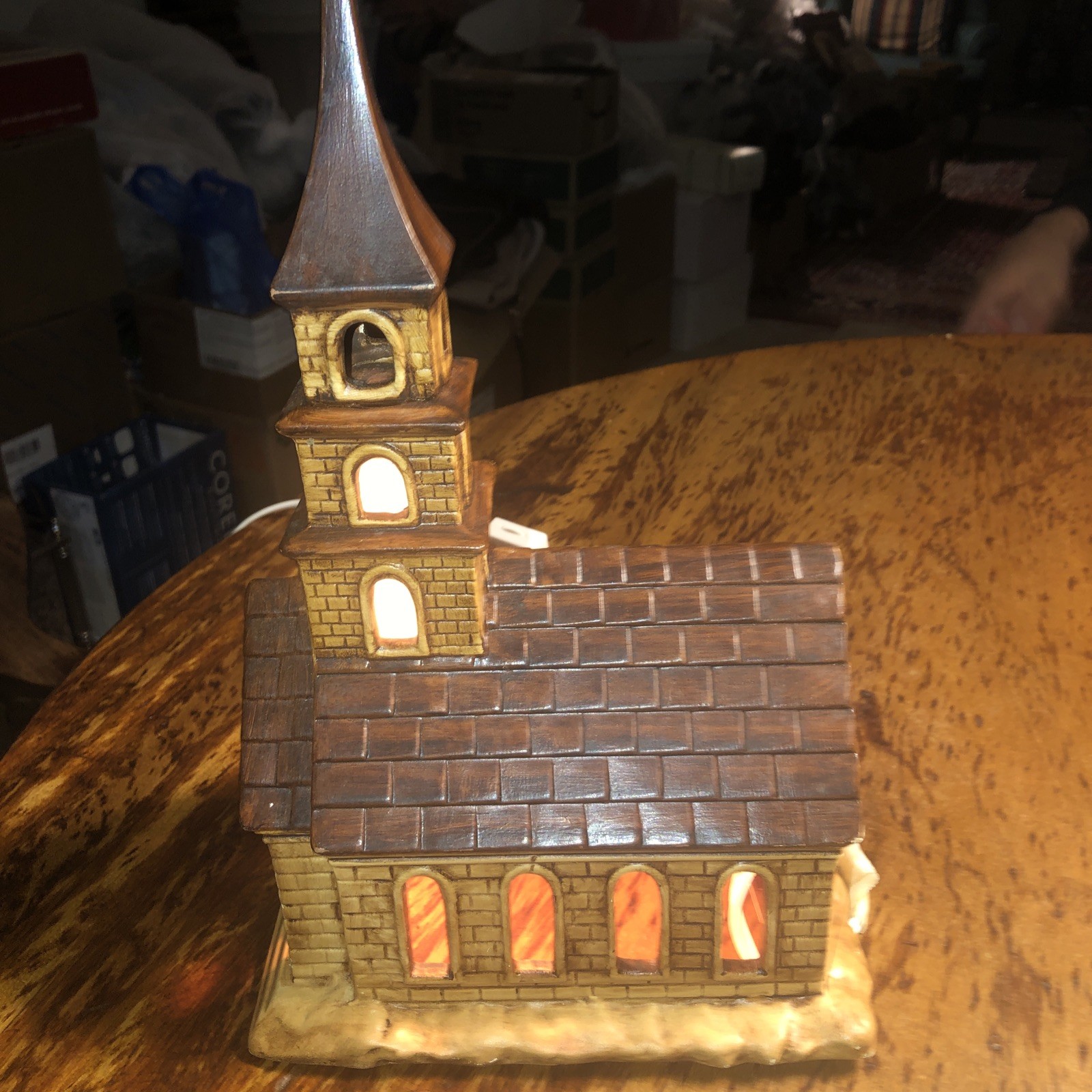 1979 Vintage Ceramic Porcelain Christmas village Church that lights up.