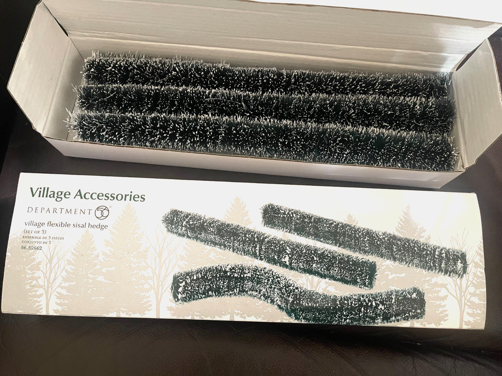 DEPT 56 ACCESSORY VILLAGE FLEXIBLE SISAL HEDGE #56 52662 [SET OF 3] FROSTED