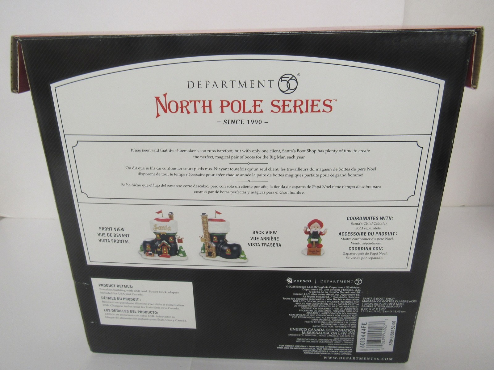 Dept 56 North Pole Series Santa’s Boot Shop 6013444FE First Edition New