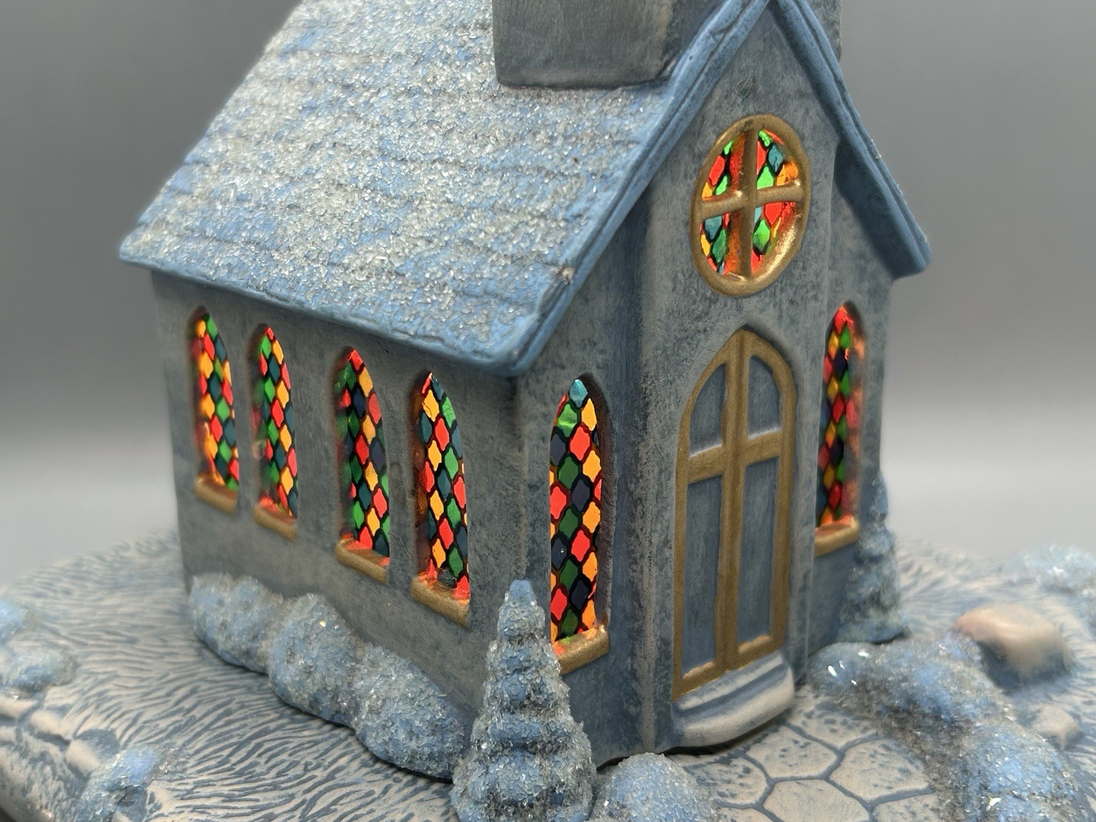 Vintage Scioto Painted Ceramic Church Chapel ~ Light Up Snow Village Christmas
