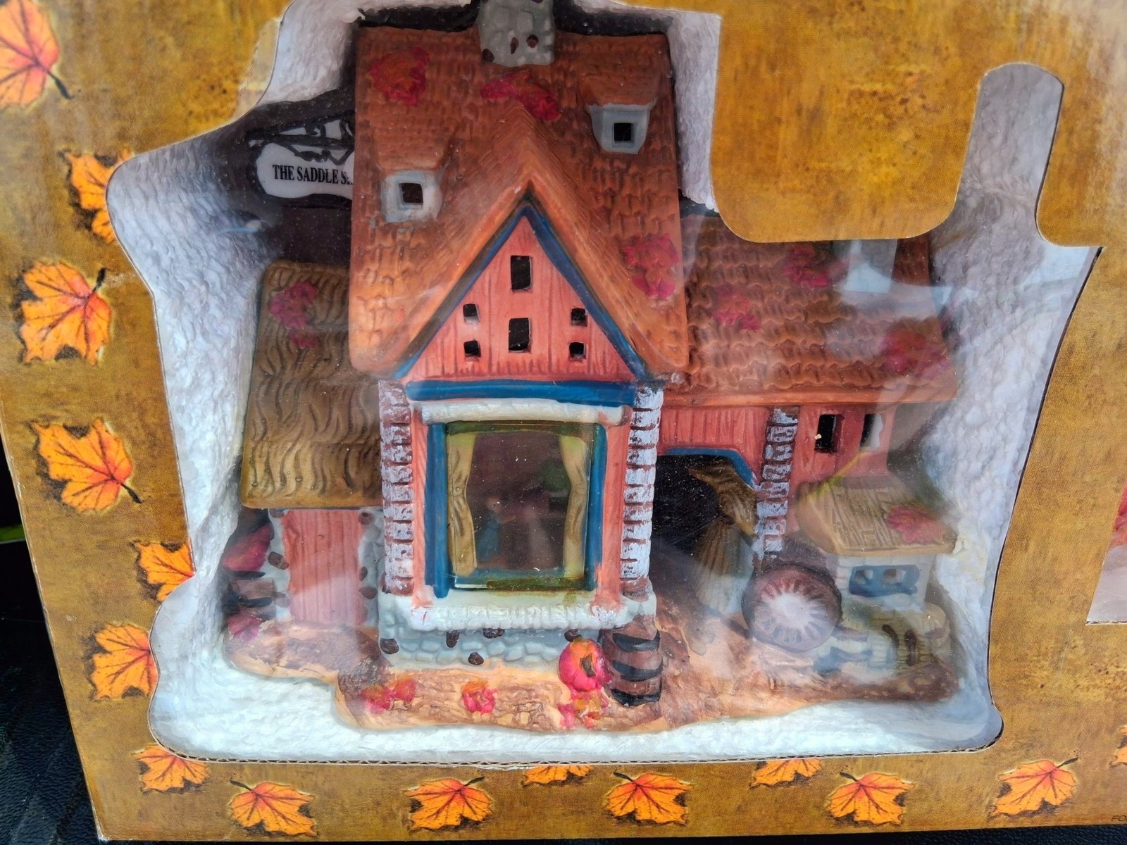 Porcelain Lighted House Set For Fall Décor In Original Box UL Listed Indoor Use