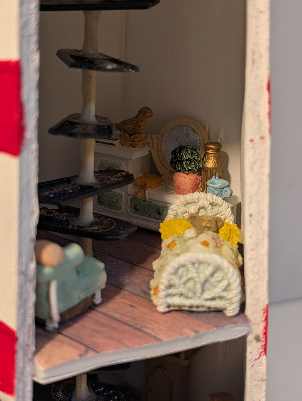 2008 American Folk Art, Wooden Light House. Nice Detail Inside And Out.