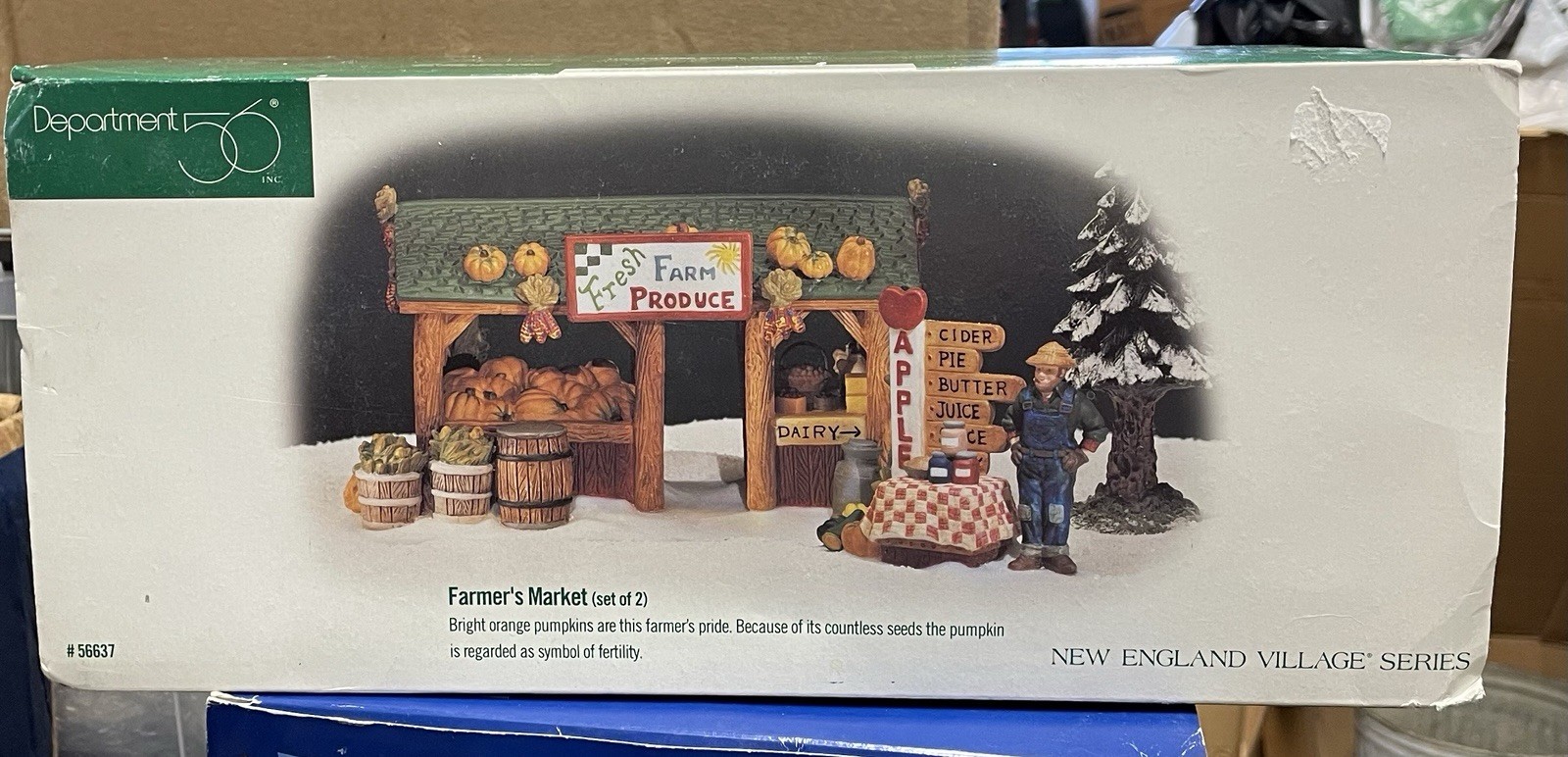 Dept 56 Farmer’s Market New England Village 2pc Farm Stand Pumpkin Apples #56637