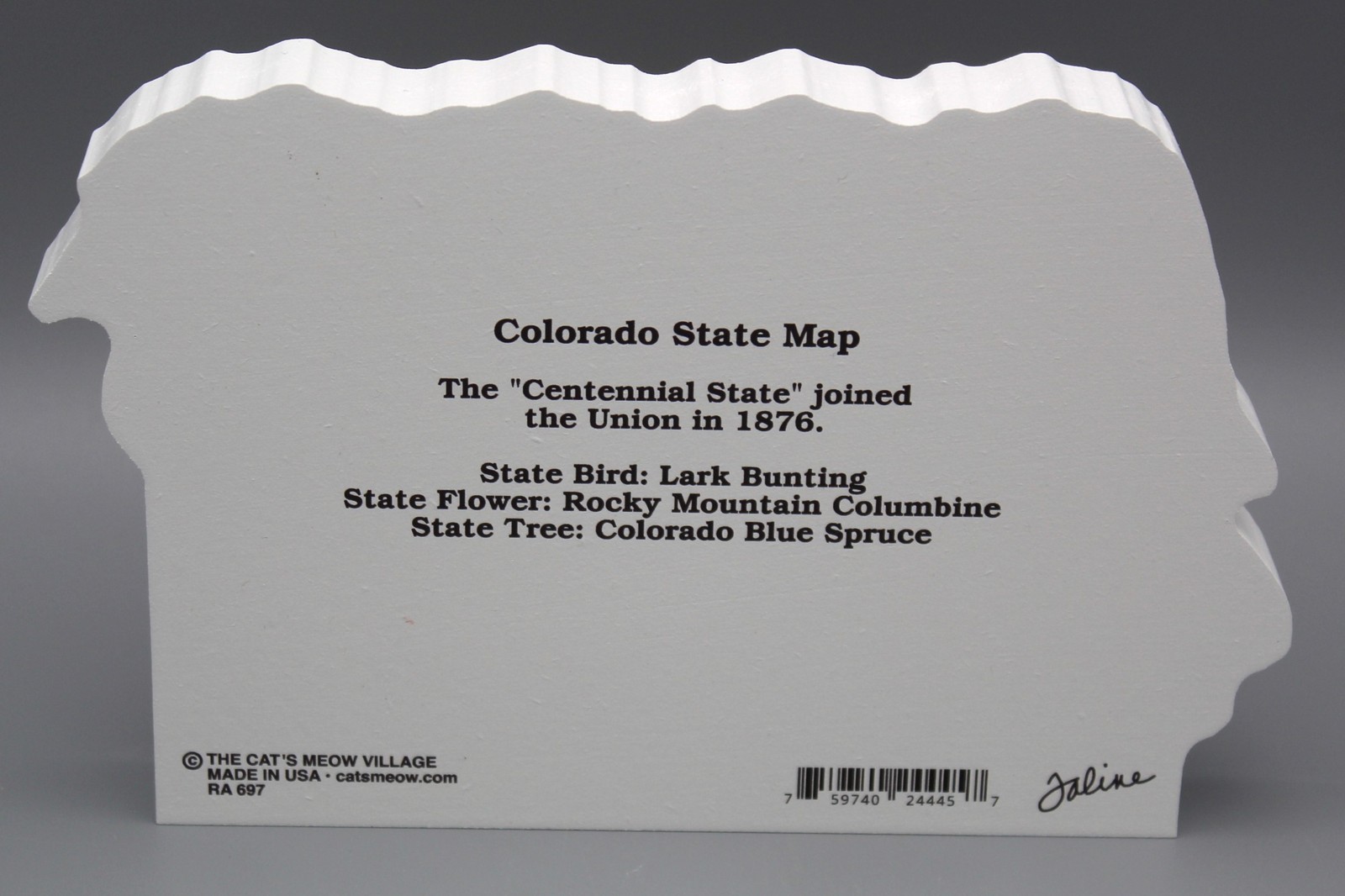 Cat’s Meow Village Colorado State Map RA697 CO Wood Sitter Centennial State