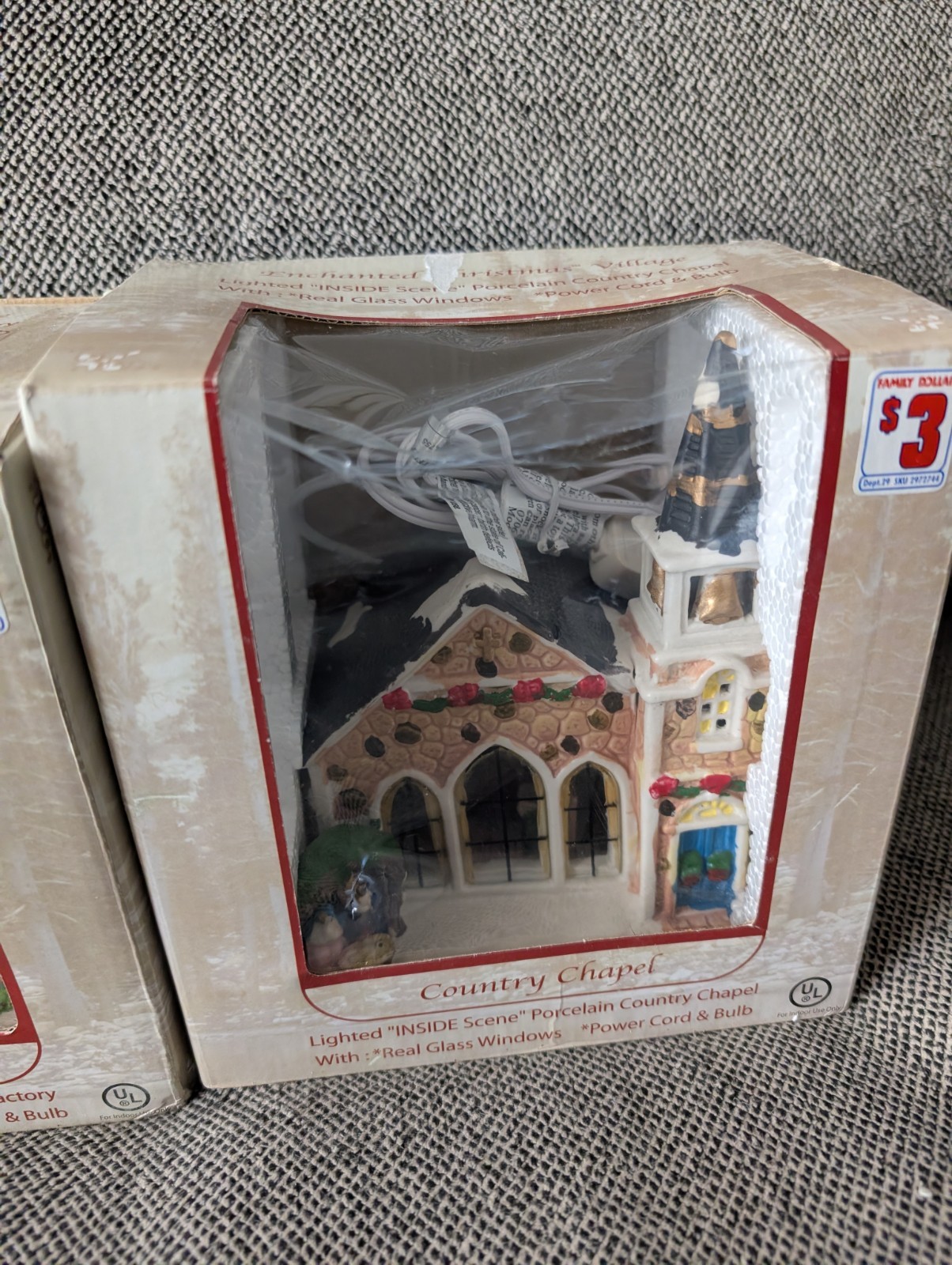 Vintage Enchanted Christmas Village Set Of 4 Approx. 6″ x 7″ x 4″ w/box