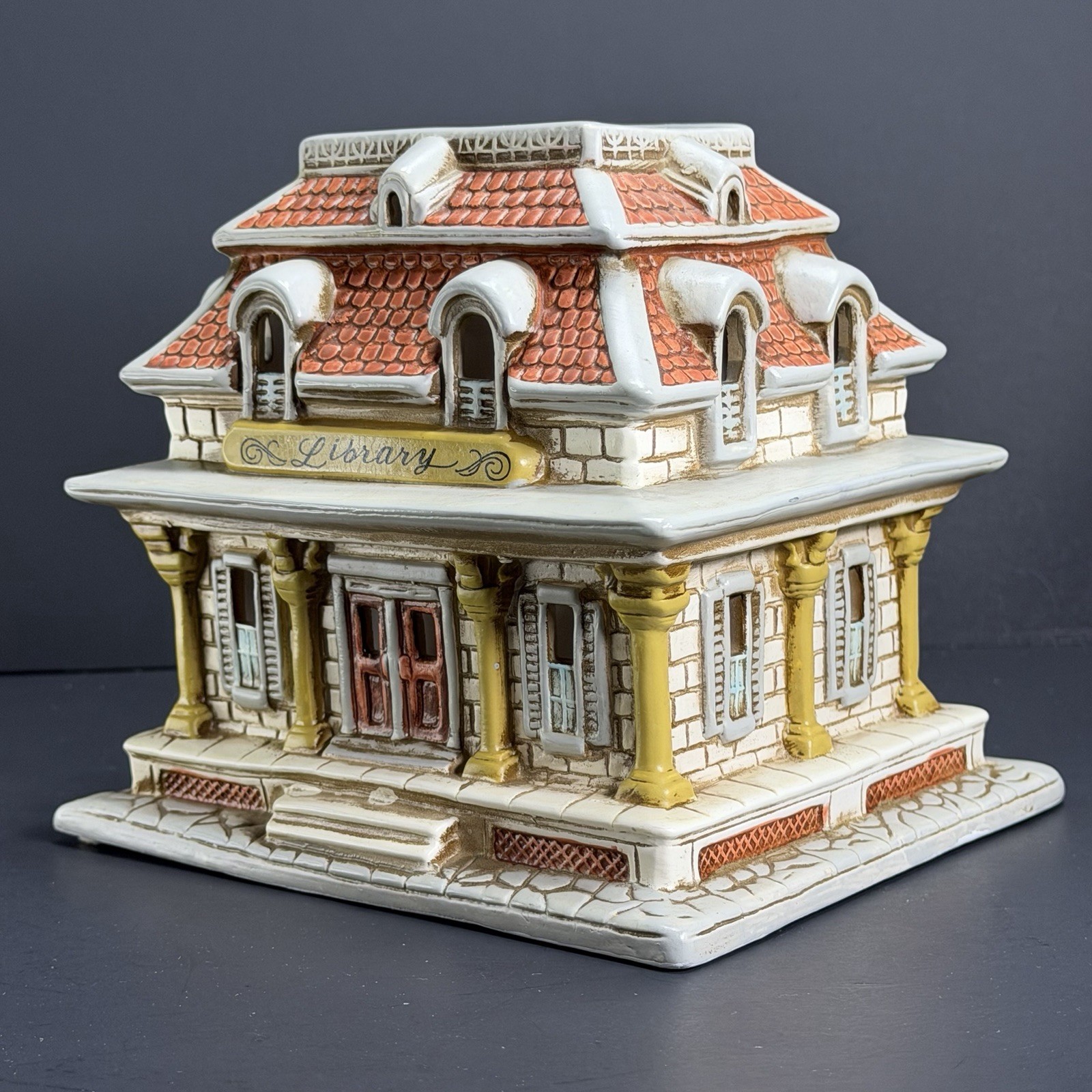 Lefton Colonial Village Lighted House “Library” By Byron Wood With Light Cord