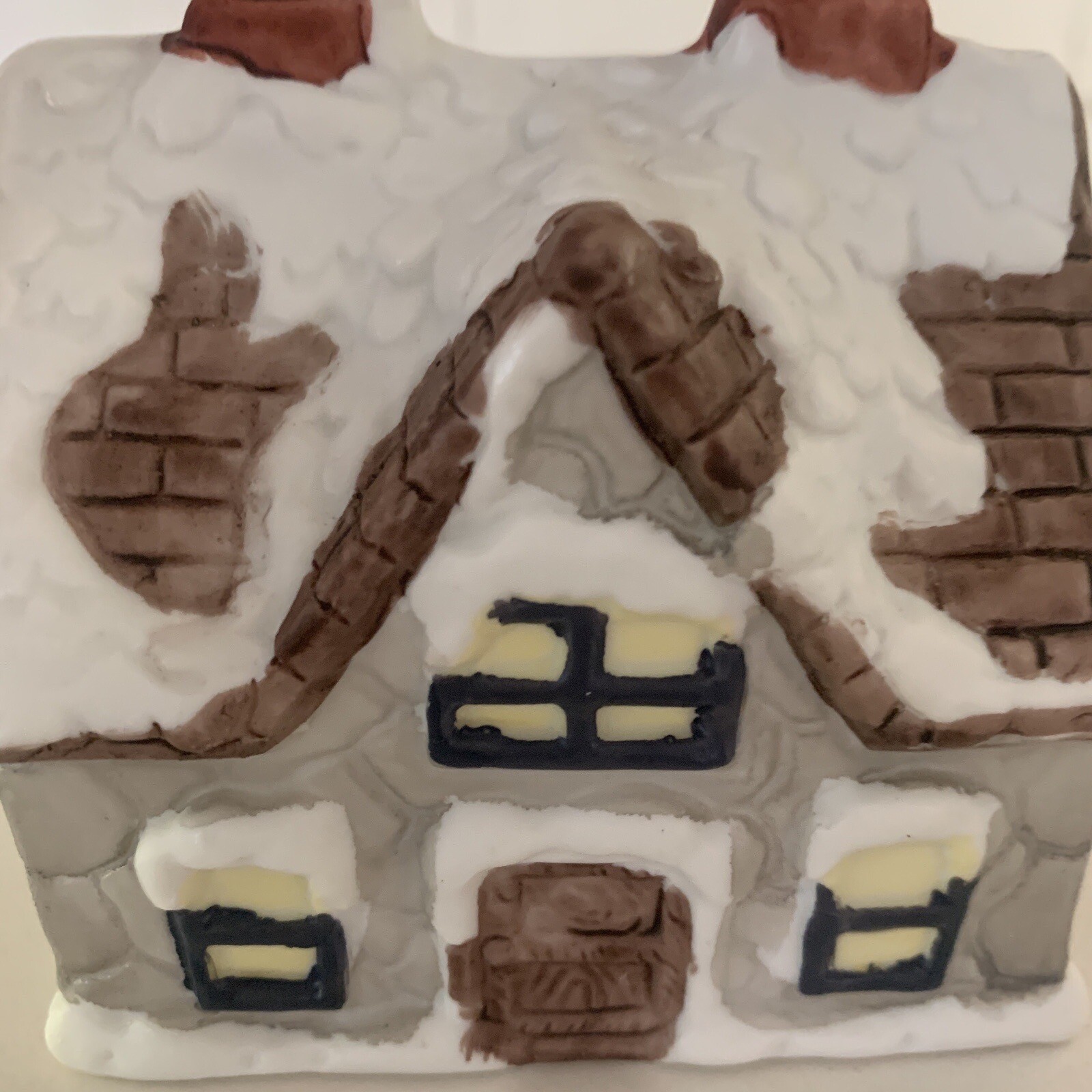 Vintage Porcelain Snow House Tealight Candle Holder Christmas Village Taiwan