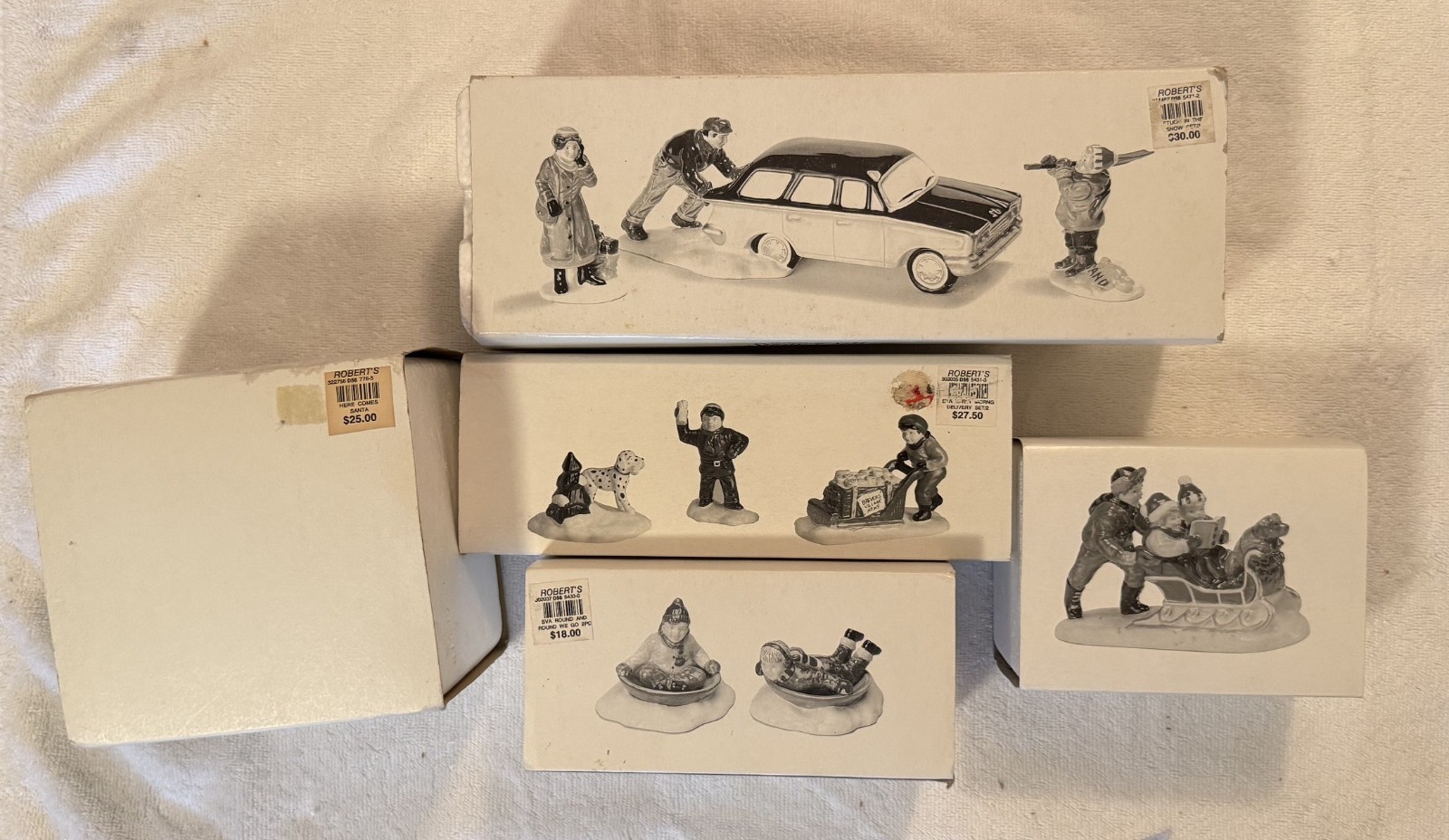 (5) Department 56 Village Sets – Stuck in Snow – Morning Delivery & MORE