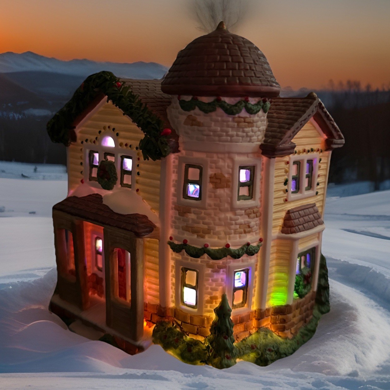 1994 Winter Valley Cottages Porcelain Lighted House – Christmas Village Decor