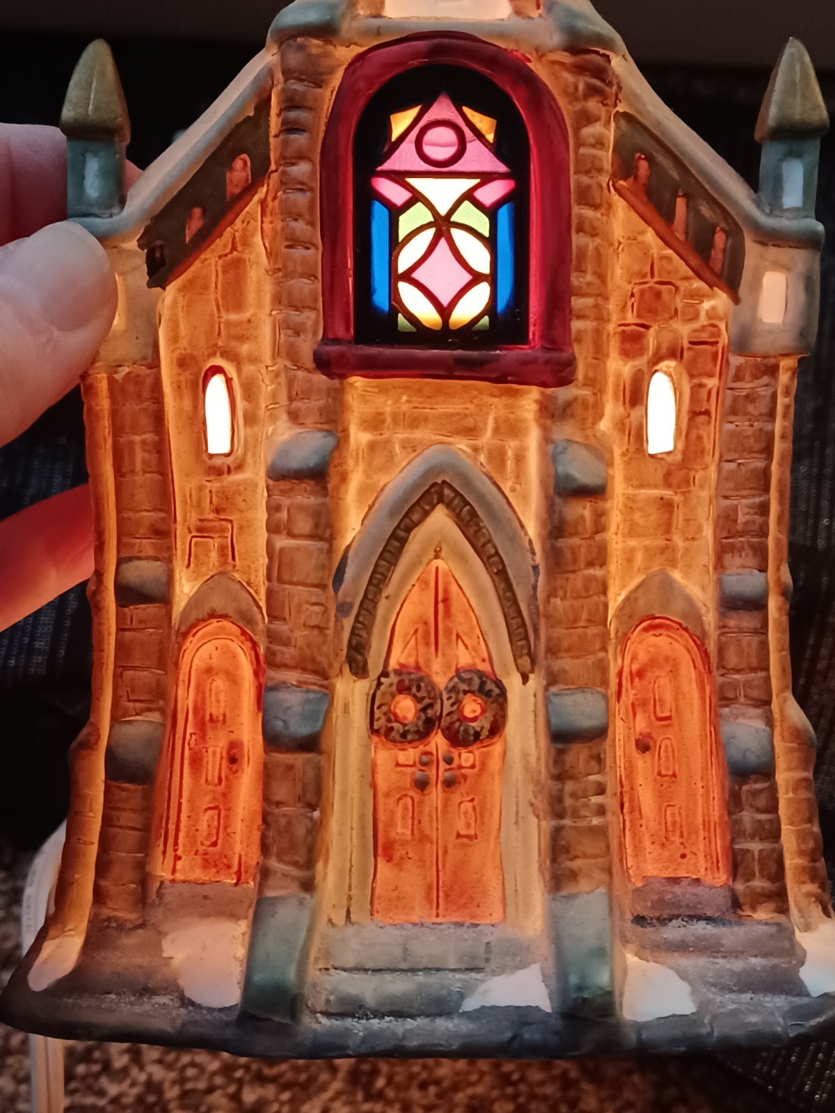 Vintage Porcelain Lighted Hand Painted Christmas Village Church