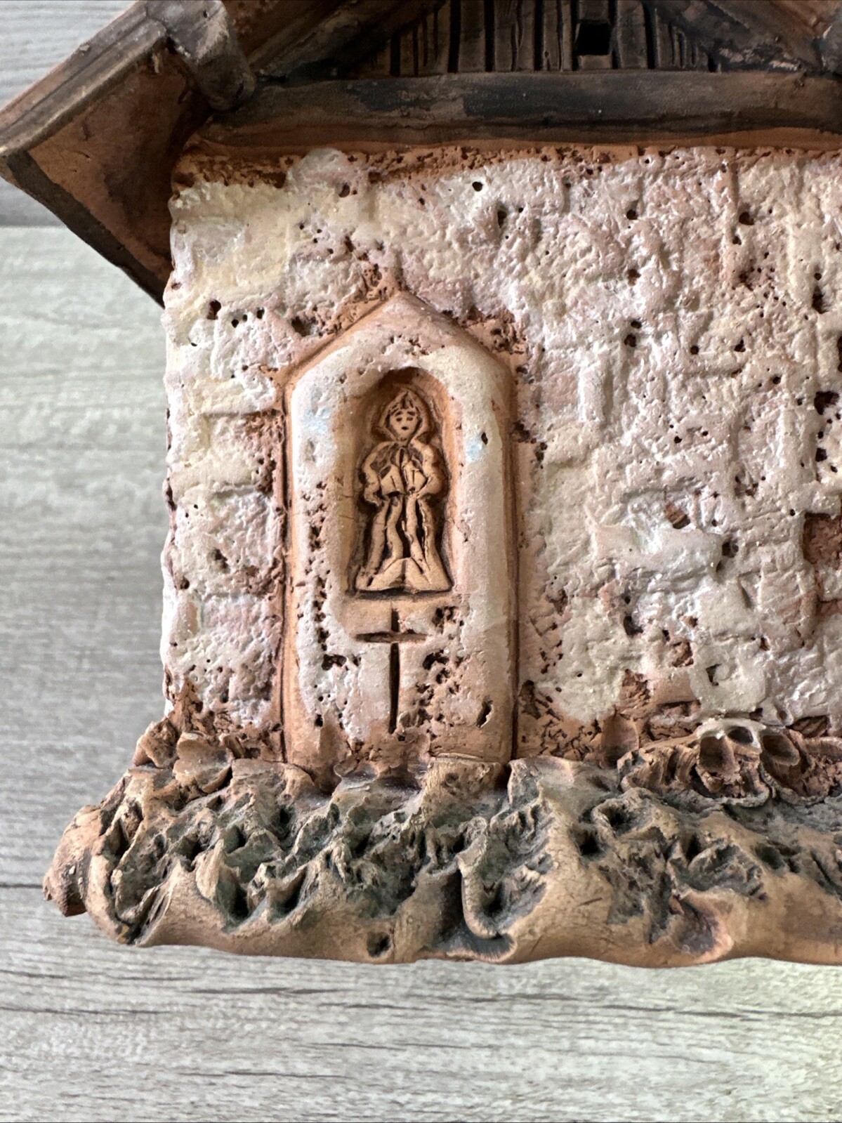 Unknown Signed Handmade Detailed Clay Cottage/Church Home Decor