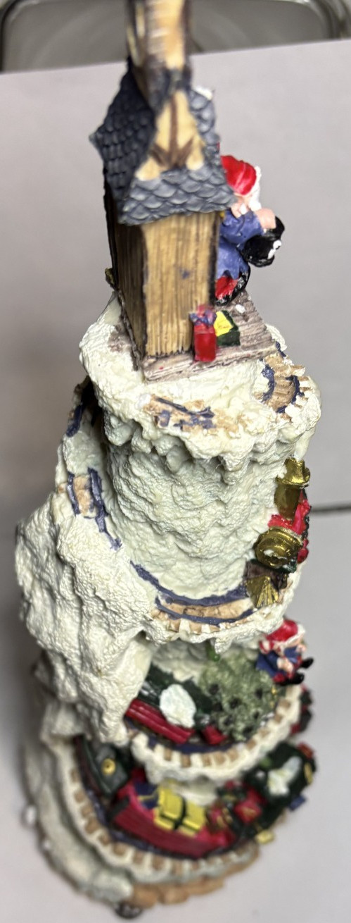 Vtg Christmas Train Totem Pole Lighted Musical Xmas Decor Elf Santa