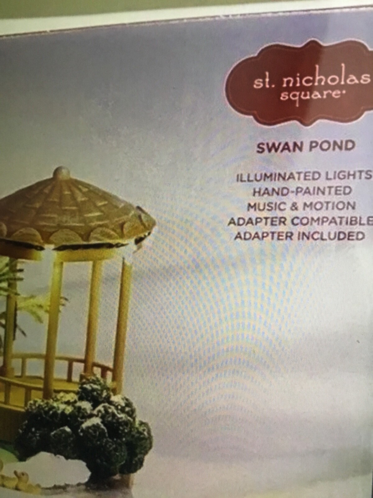 St. Nicholas Square Swan Pond Illuminated Musical NIB RETIRED 2023