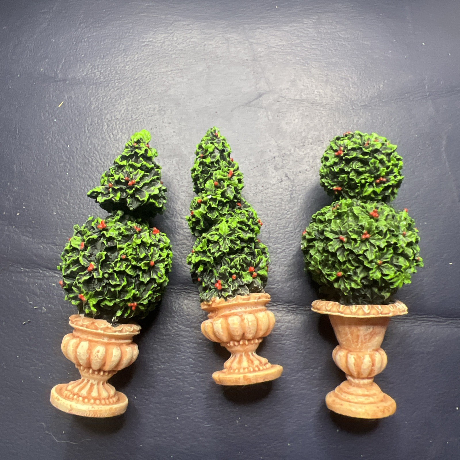 3 Piece Holly Topiaries Bush Plants Village Accessories Up To 3 Inch’s High