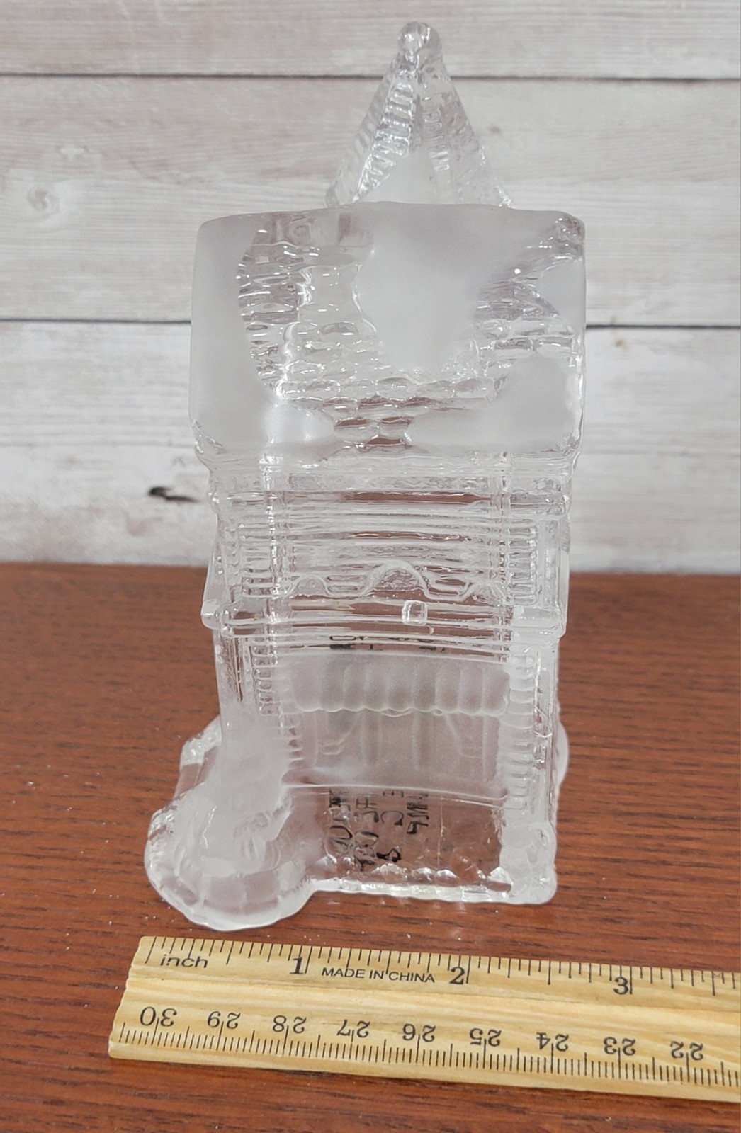 3 Vintage Clear Glass Christmas Village Buildings Church Storefront Houses