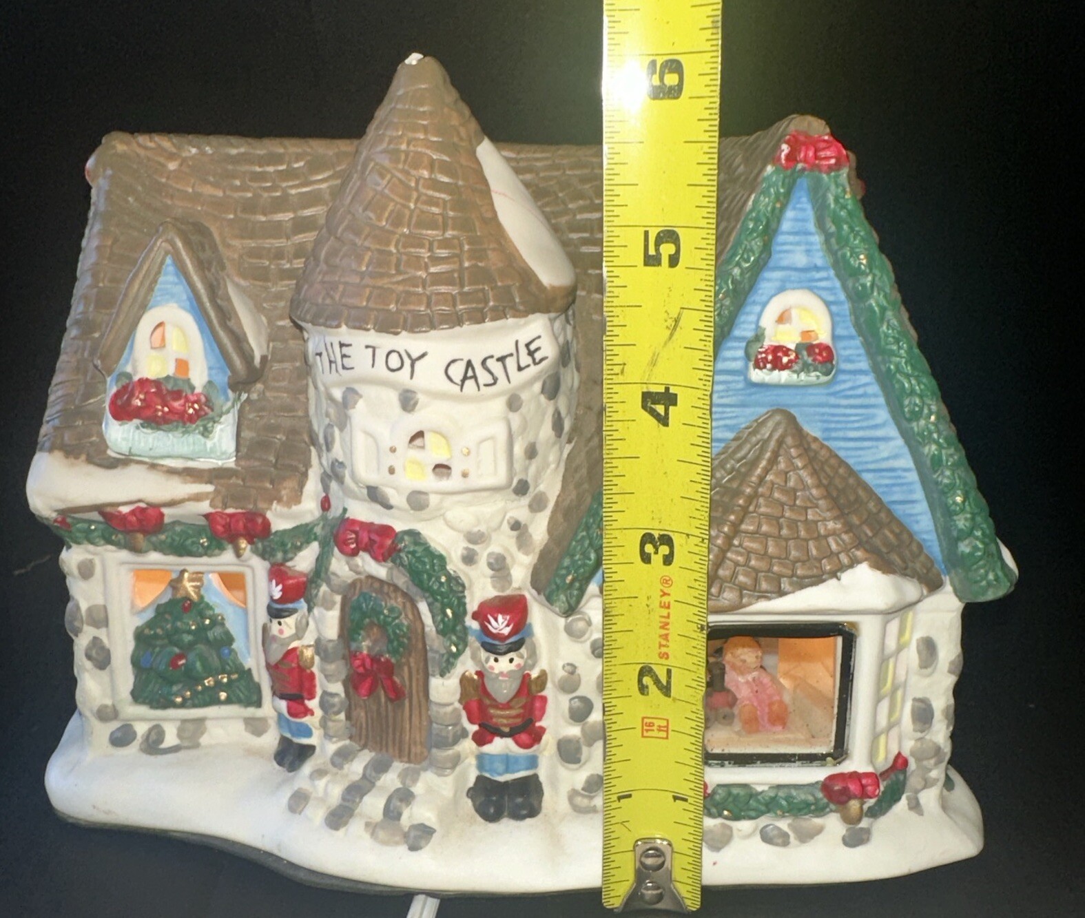 2002 Snowflake Falls Holiday Toy Castle Lighted Porcelain Christmas Village