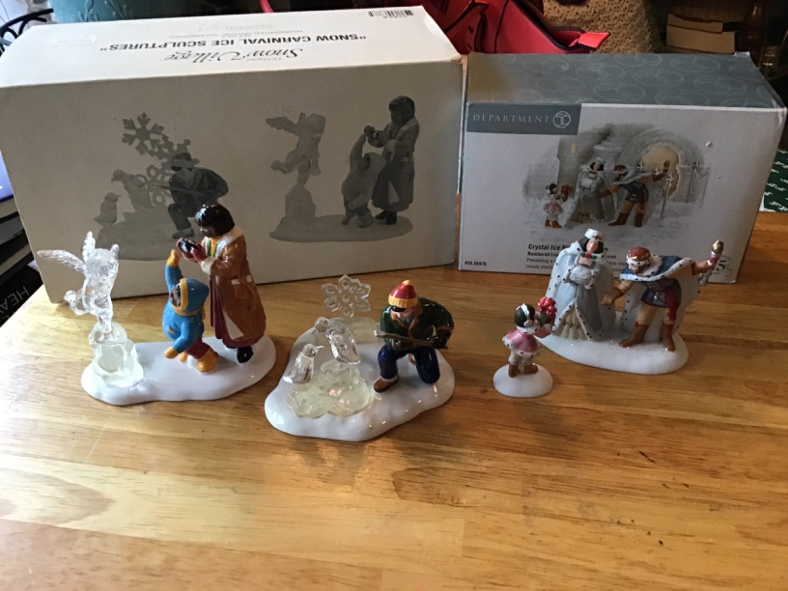 Dept 56 Snow Carnival Ice Sculptures + Crystal Ice King & Queen