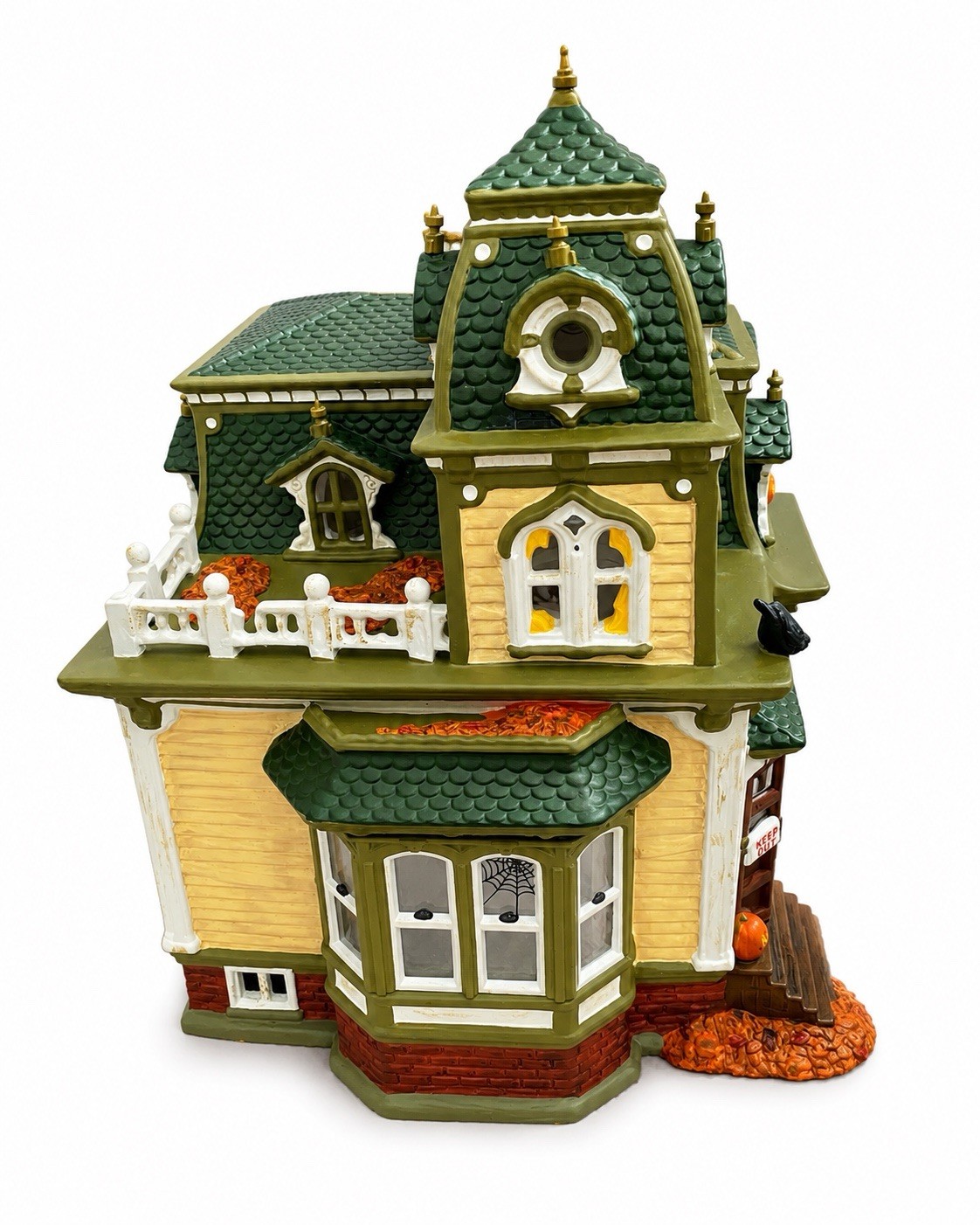 Illuminated Ceramic Halloween Haunted Mansion Village Building Decor Painted