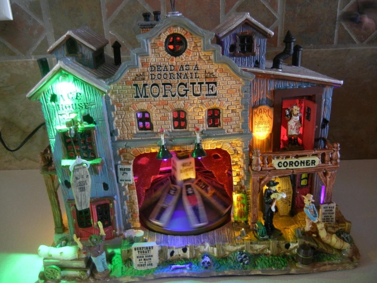 Lemax Spooky Town Dead As A Doornail Morgue Lighted Animated Musical 2008 Retire