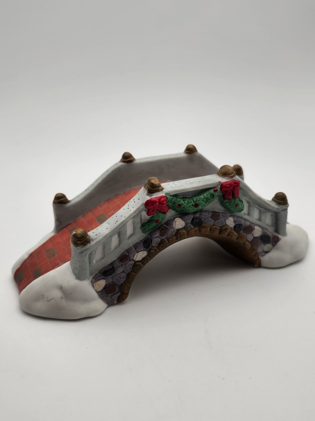 Christmas Village Accessories Stone Bridge Ceramic Winter Holiday Decor