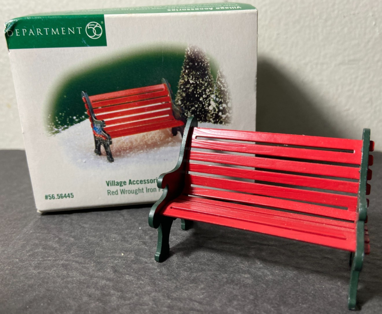Dept 56 VILLAGE RED WROUGHT IRON PARK BENCH / Accessory #52302