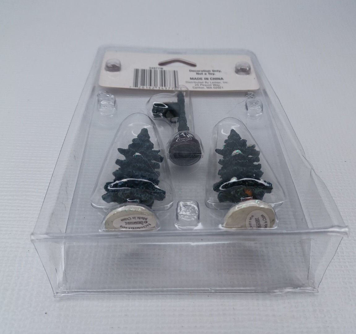 2003 Lemax 34977W Village Collection Mailbox & Two Trees Christmas Glitter