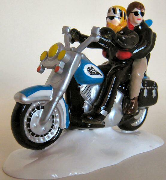 Harley Two For The Road Blue #54939 Snow Village Department 56 -BUYER GUARANTEE