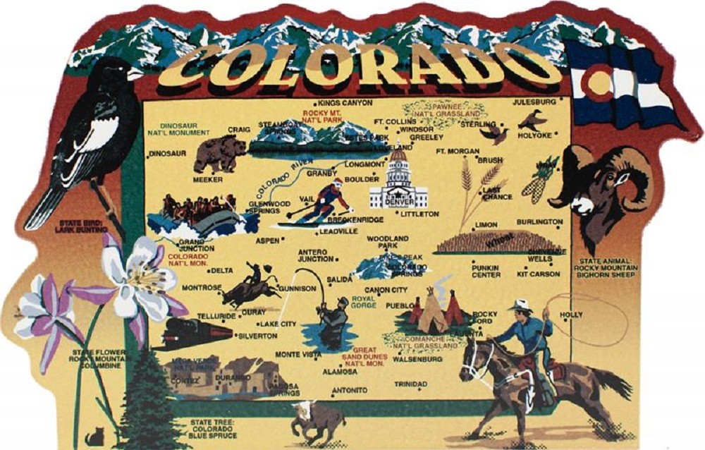 Cat’s Meow Village Colorado State Map RA697 CO Wood Sitter Centennial State