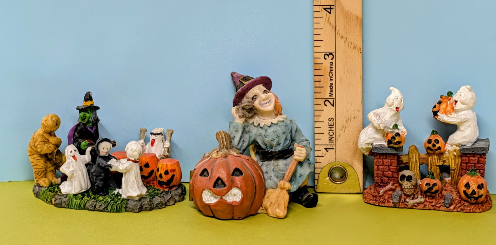 Halloween Village Miniature Figures Figurines Resin Lot Of 3
