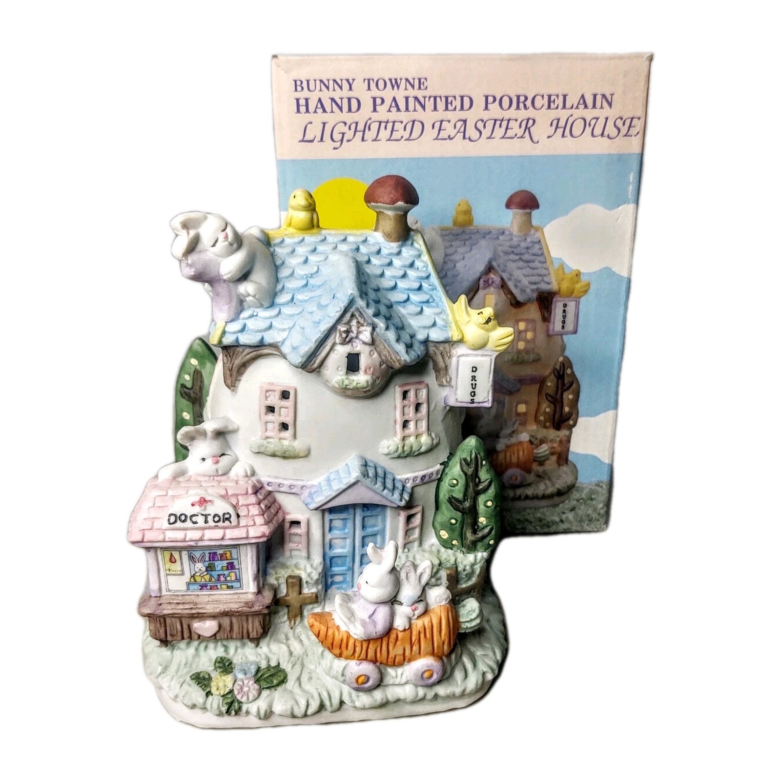 Doctor Office Hospital Easter Bunny Egg House Rabbit Spring Decor Village
