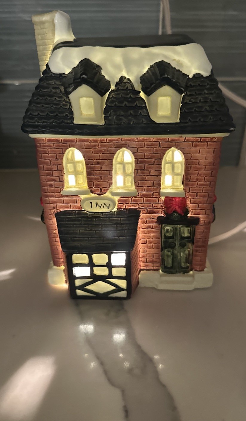 Christmas Holiday Lighted VILLAGE House Porcelain Hand Painted Windows